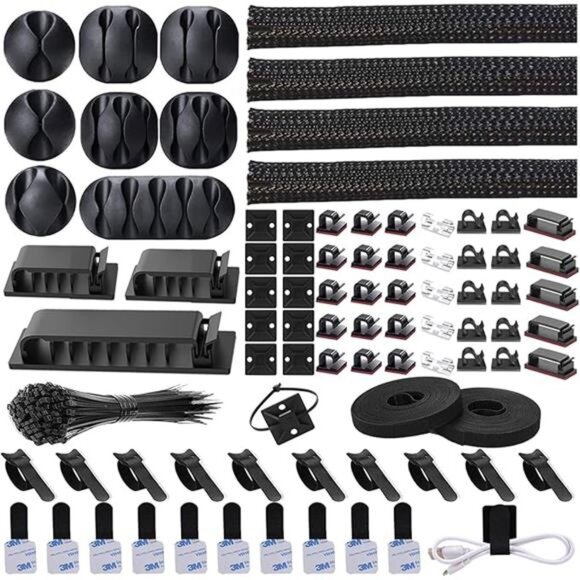 192 PCS Cable Management Kit 4 Wire Organizer Sleeve,11 Cable Holder - Picture 7 of 7